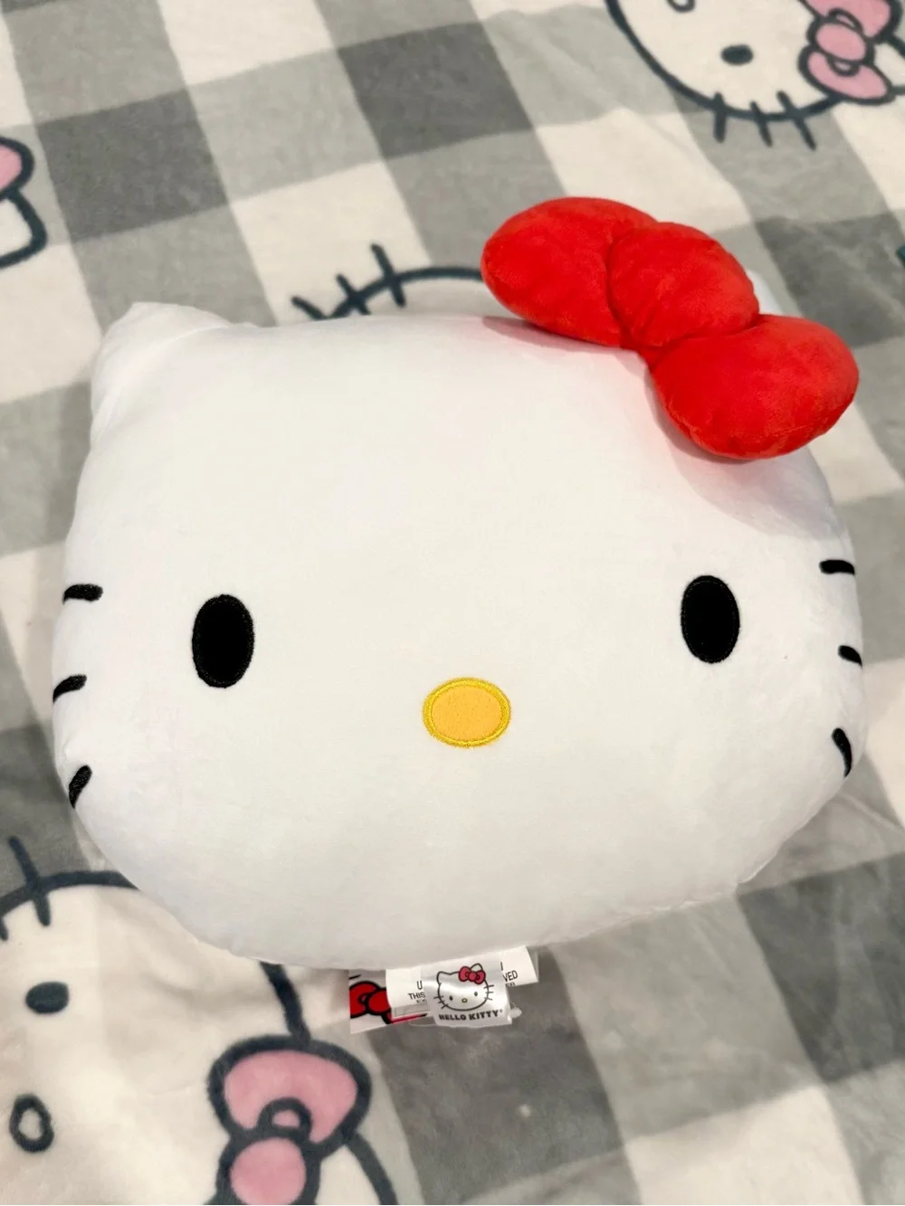 Hello Kitty Plush Face Pillow - White and Red